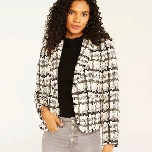 NWT Ann Taylor The Fringed Newbury Blazer in Tweed Size 8